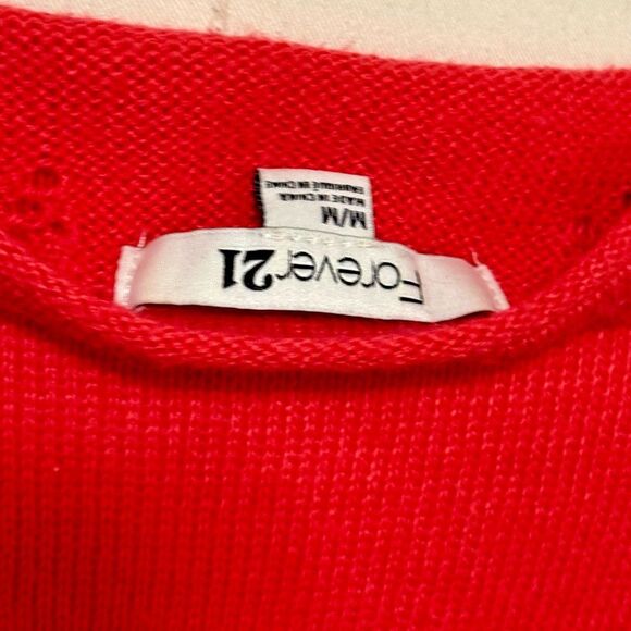 Forever 21 Women's Red Lace Sweater, Size Medium - Picture 6 of 7